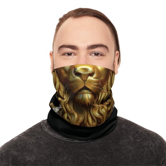 Lion Crest Winter Neck Gaiter with Drawstring - Picture 2 of 3